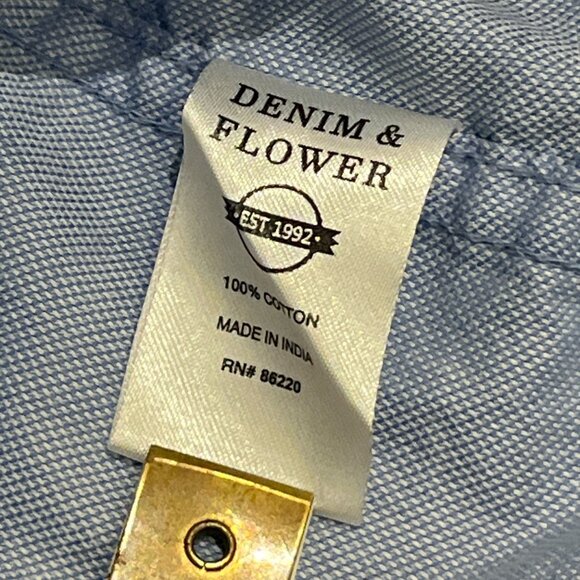 DENIM & FLOWER Men's Shortsleeved Shirt Size XL Slim Fit Dragonflies Blue - Picture 7 of 11